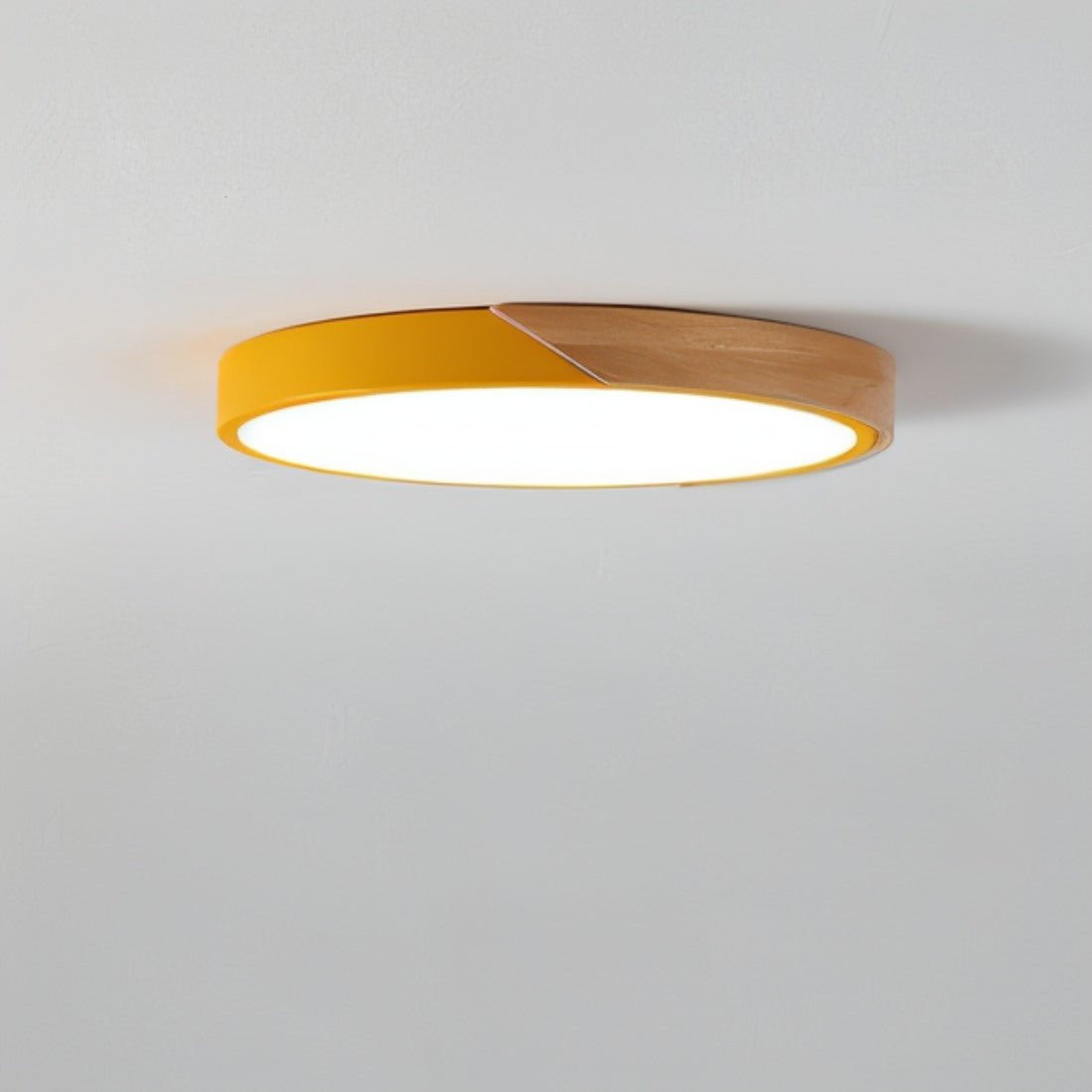 LED Ceiling Light with Wood Corners, Round or Square, Dimmable