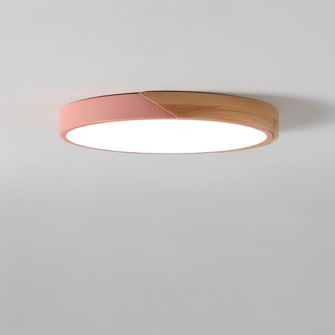 LED Ceiling Light with Wood Corners, Round or Square, Dimmable