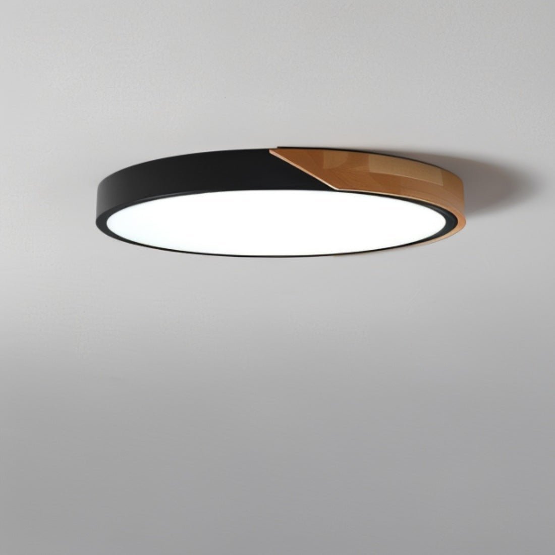 LED Ceiling Light with Wood Corners, Round or Square, Dimmable