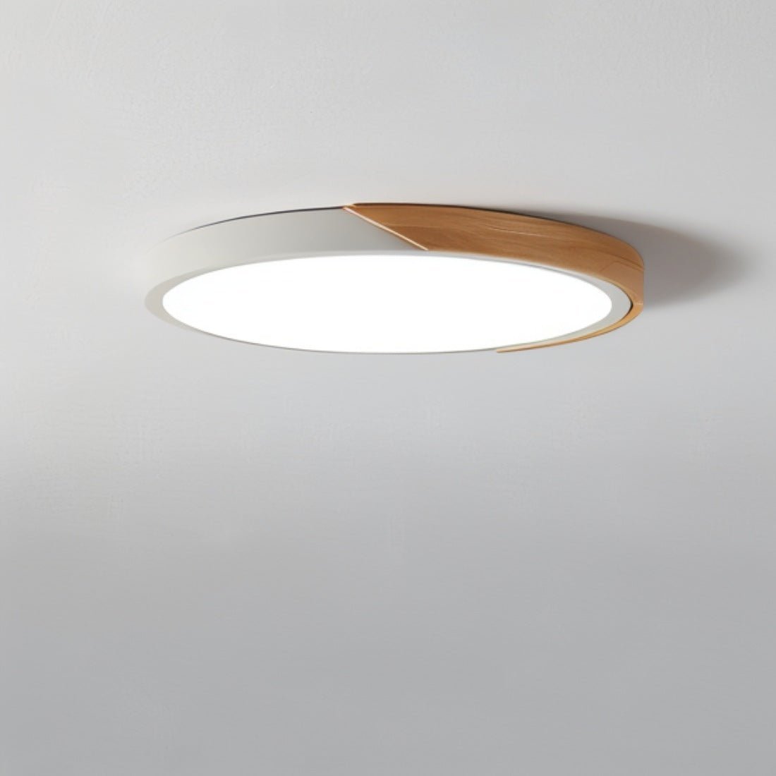 LED Ceiling Light with Wood Corners, Round or Square, Dimmable
