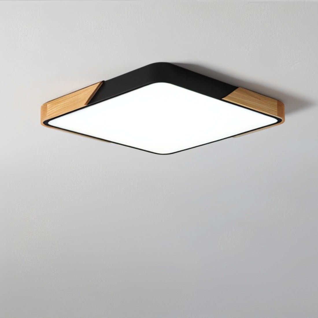 LED Ceiling Light with Wood Corners, Round or Square, Dimmable