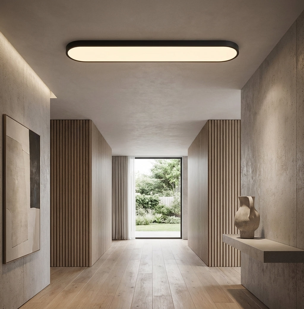 Linear LED Flush Ceiling Light with Rounded Ends, 60 cm