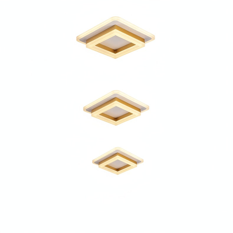 Modern Double-Ring LED Ceiling Light, Square or Round