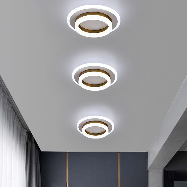 Modern Double-Ring LED Ceiling Light, Square or Round
