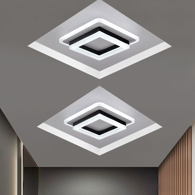Modern Double-Ring LED Ceiling Light, Square or Round