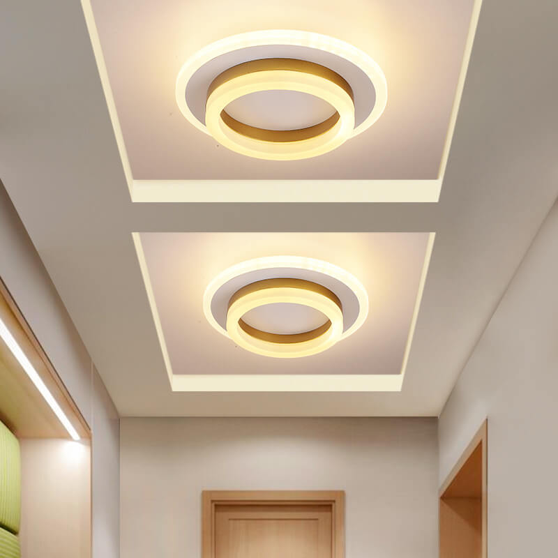 Modern Double-Ring LED Ceiling Light, Square or Round