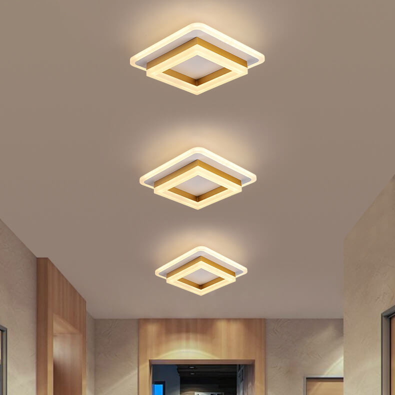 Modern Double-Ring LED Ceiling Light, Square or Round