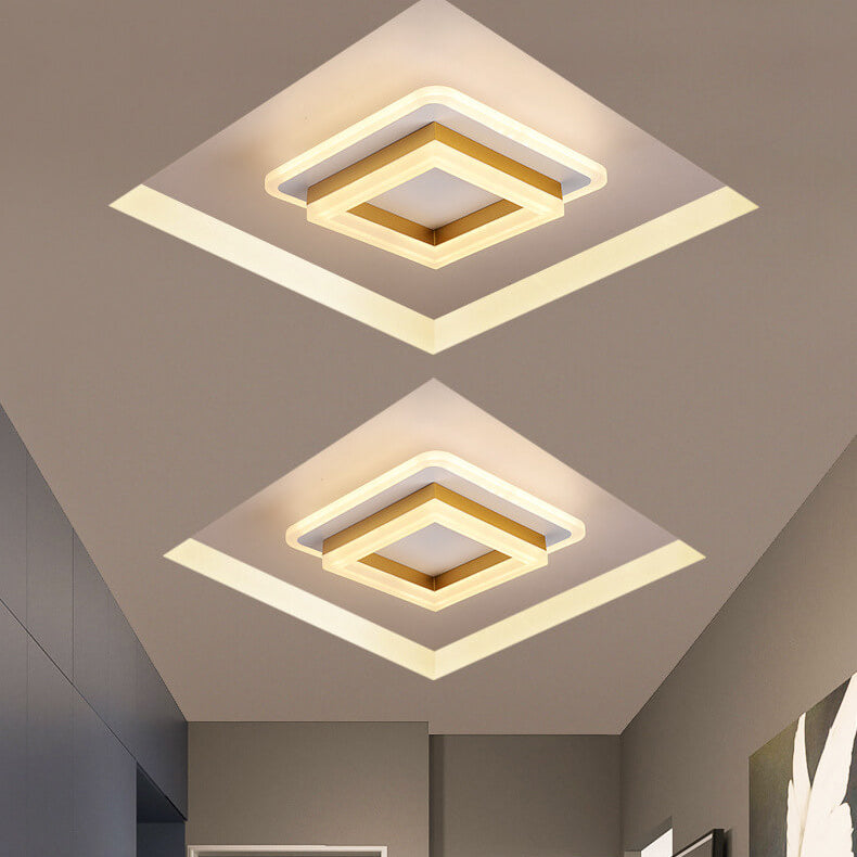 Modern Double-Ring LED Ceiling Light, Square or Round