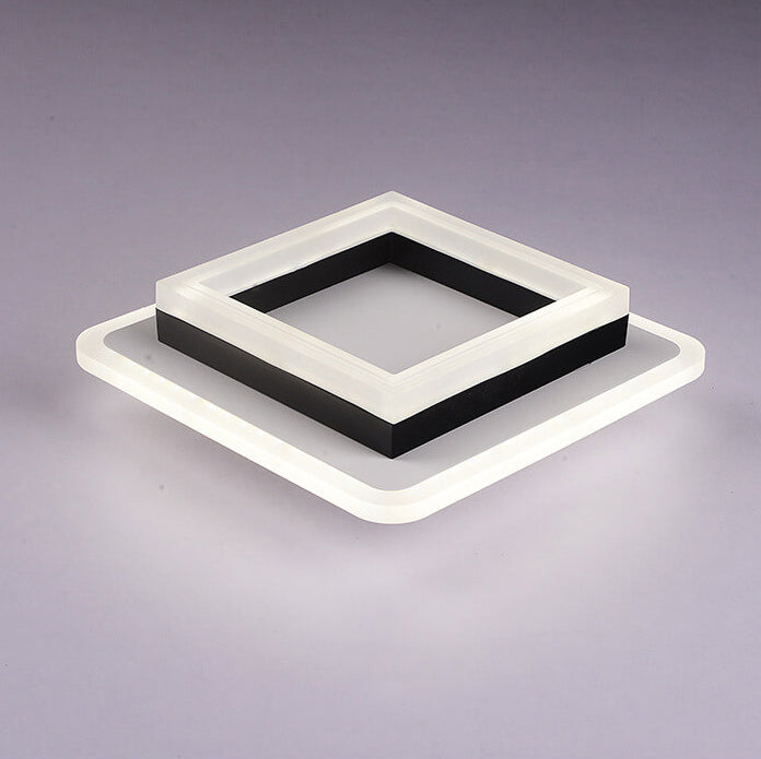 Modern Double-Ring LED Ceiling Light, Square or Round