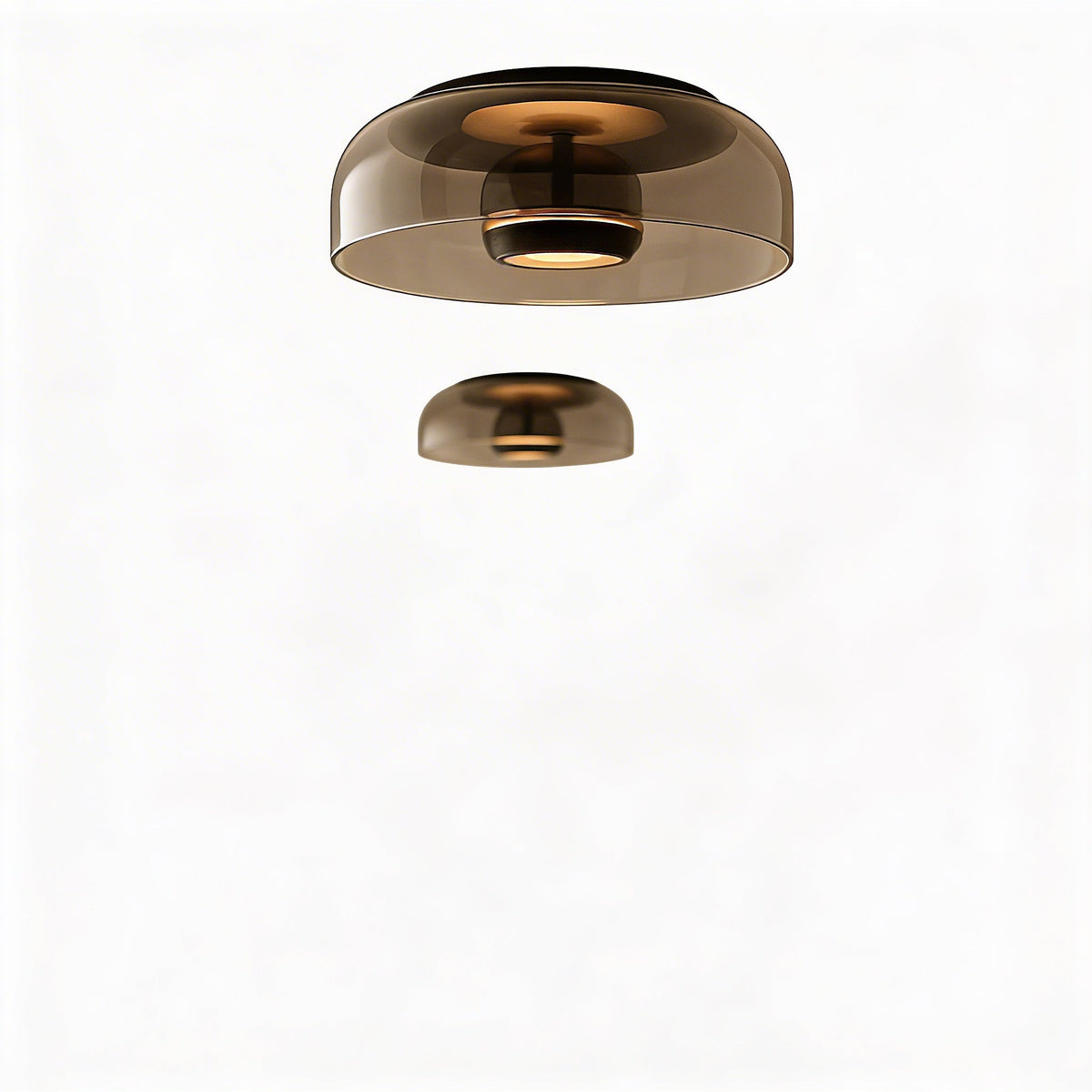 Smoked or Amber Glass Flush Ceiling Light, Integrated LED