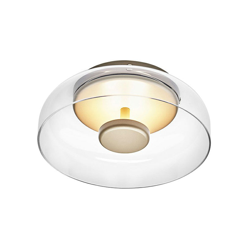 Smoked or Amber Glass Flush Ceiling Light, Integrated LED