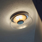 Smoked or Amber Glass Flush Ceiling Light, Integrated LED