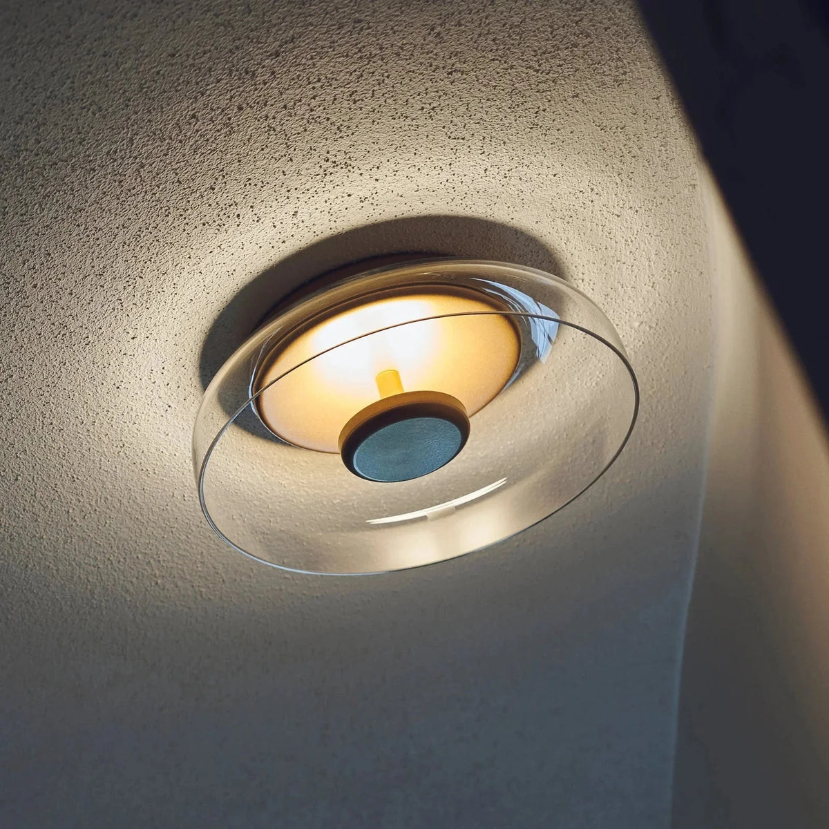 Smoked or Amber Glass Flush Ceiling Light, Integrated LED