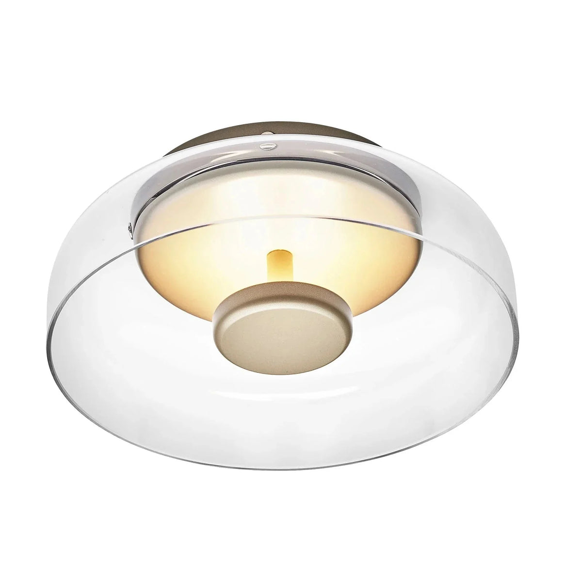 Smoked or Amber Glass Flush Ceiling Light, Integrated LED
