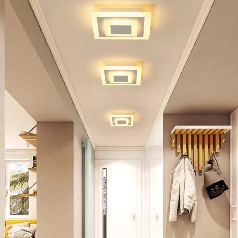 Square LED Ceiling Light, Dimmable 3000K, 20cm, Black or White