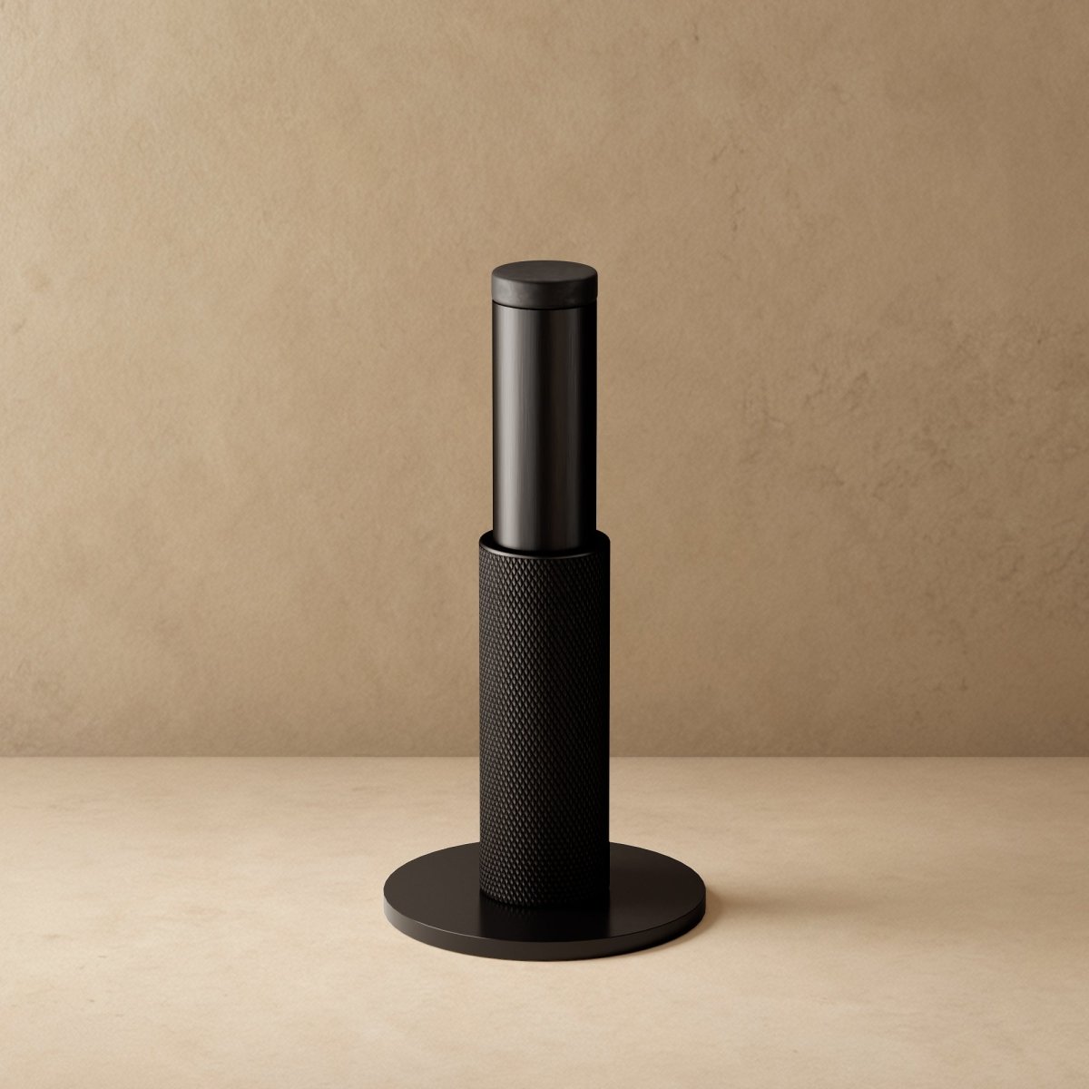 Solid Brass Door Stop with Knurled Finish and Rubber Buffer