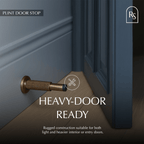 Solid Brass Door Stop with Knurled Finish and Rubber Buffer