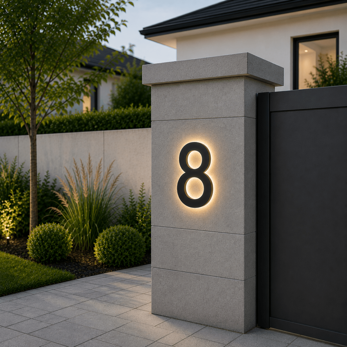 Illuminated LED House Number in Stainless Steel and Acrylic