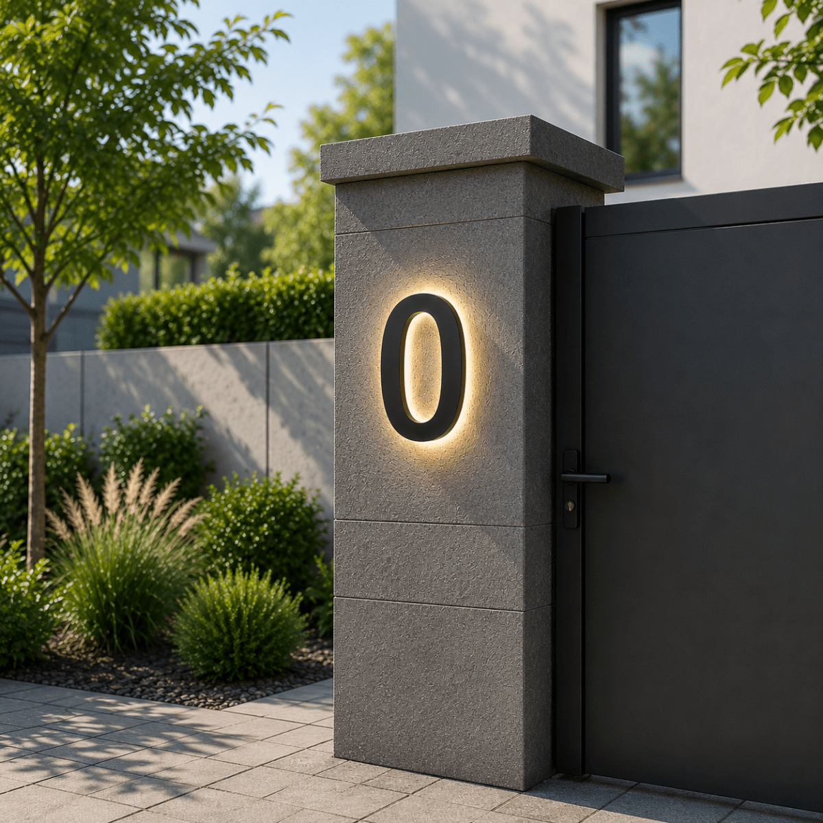Illuminated LED House Number in Stainless Steel and Acrylic