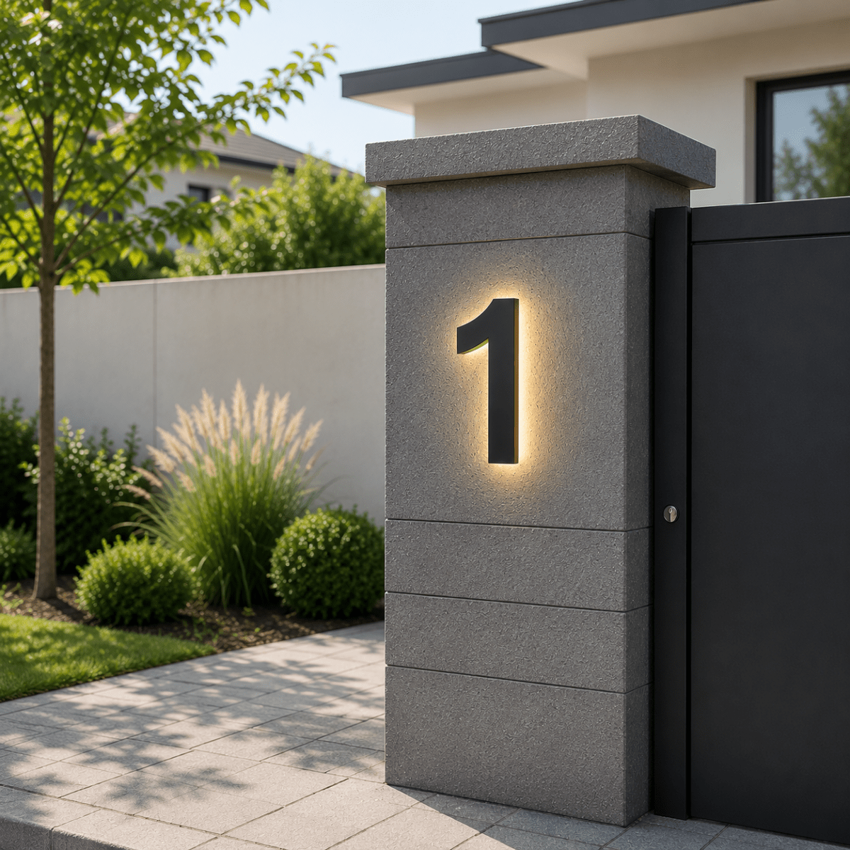 Illuminated LED House Number in Stainless Steel and Acrylic