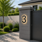 Illuminated LED House Number in Stainless Steel and Acrylic