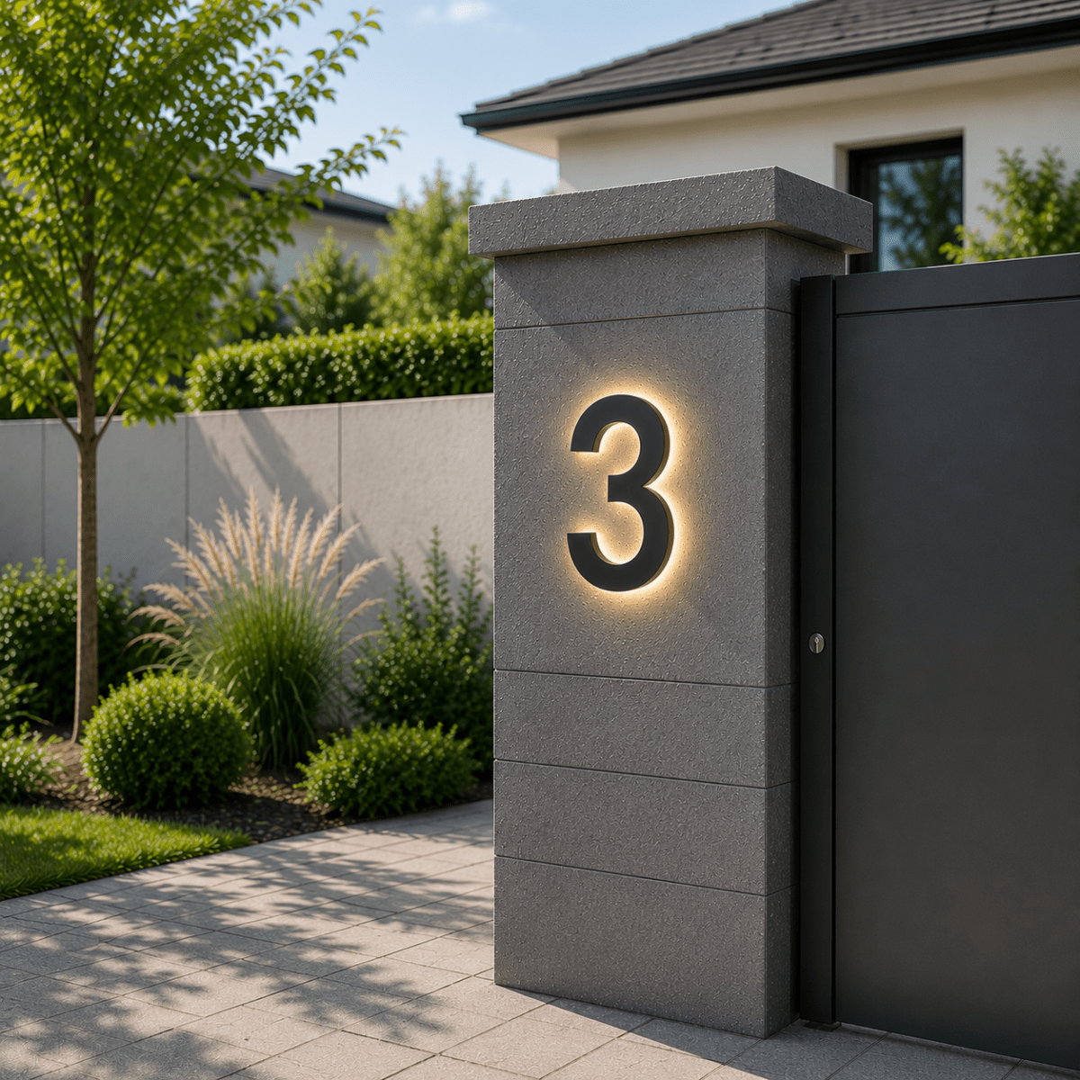 Illuminated LED House Number in Stainless Steel and Acrylic
