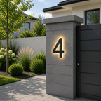 Illuminated LED House Number in Stainless Steel and Acrylic
