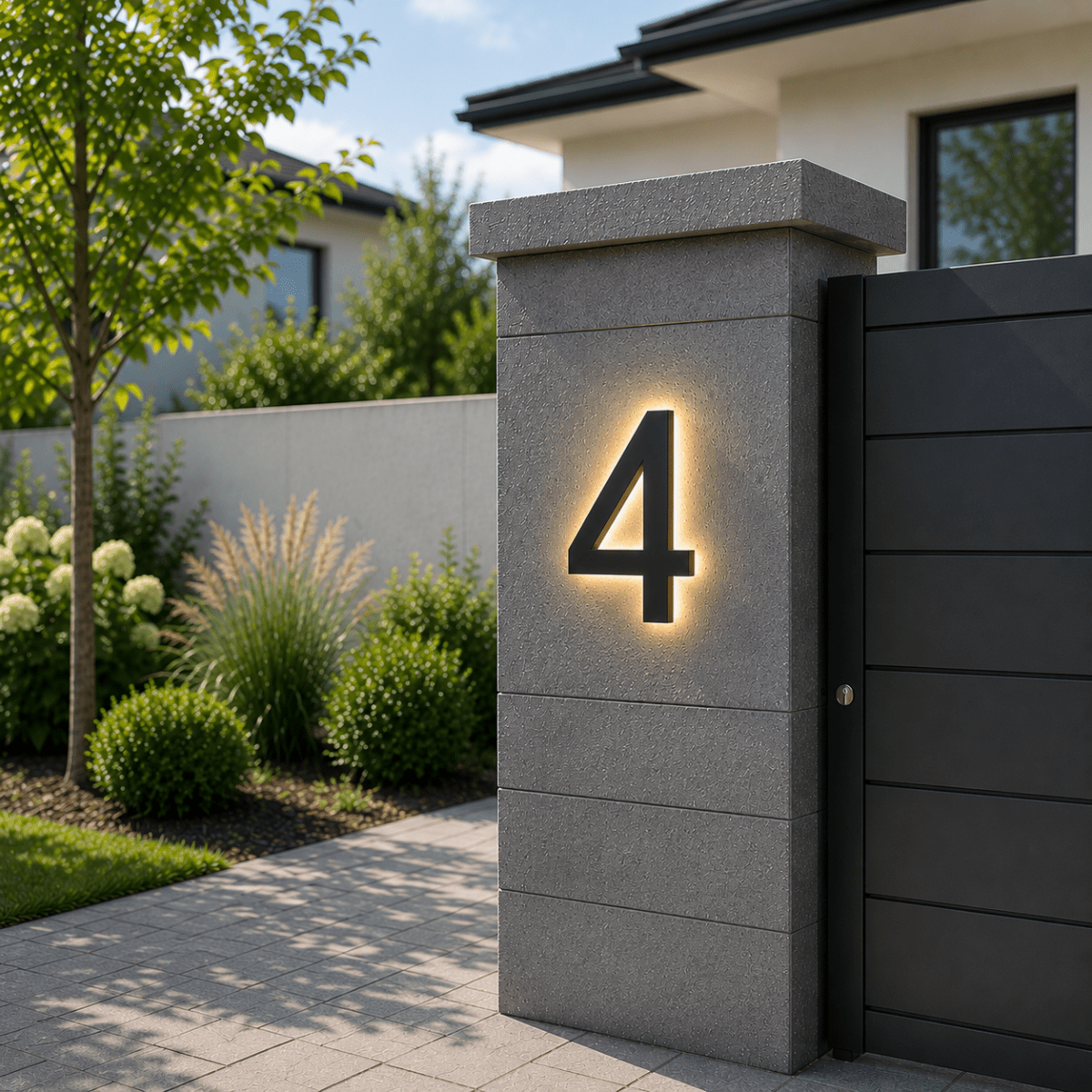Illuminated LED House Number in Stainless Steel and Acrylic