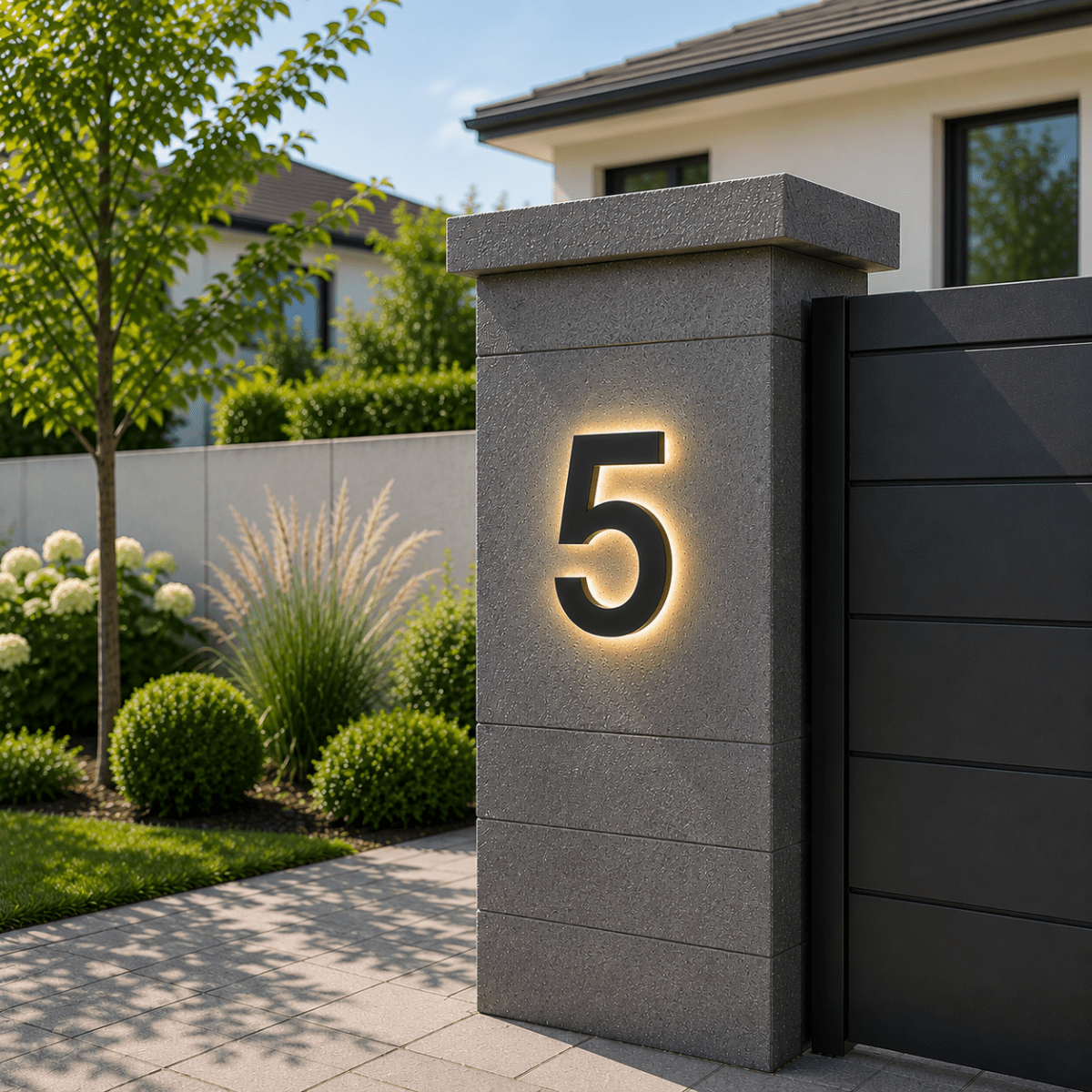 Illuminated LED House Number in Stainless Steel and Acrylic