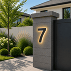 Illuminated LED House Number in Stainless Steel and Acrylic