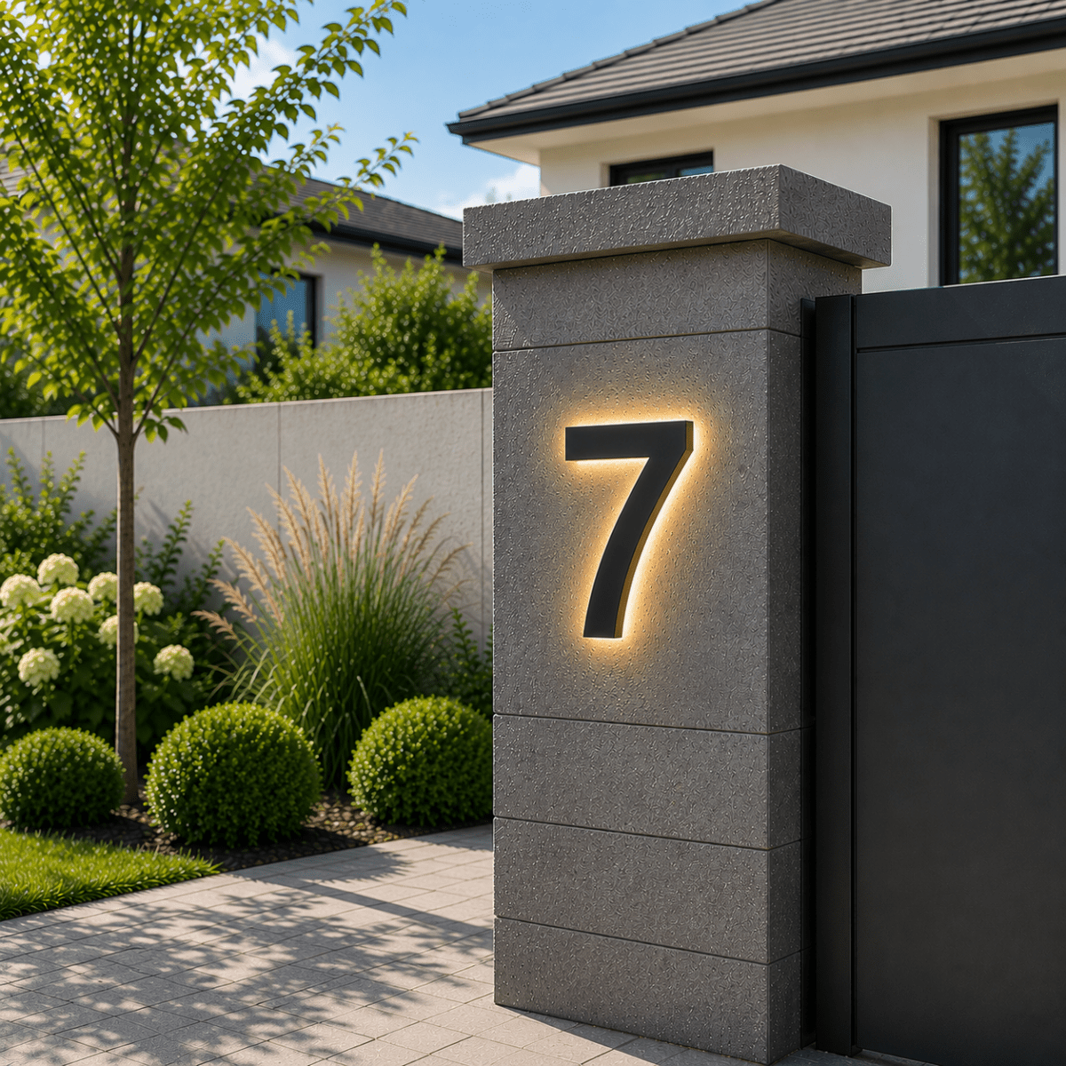 Illuminated LED House Number in Stainless Steel and Acrylic
