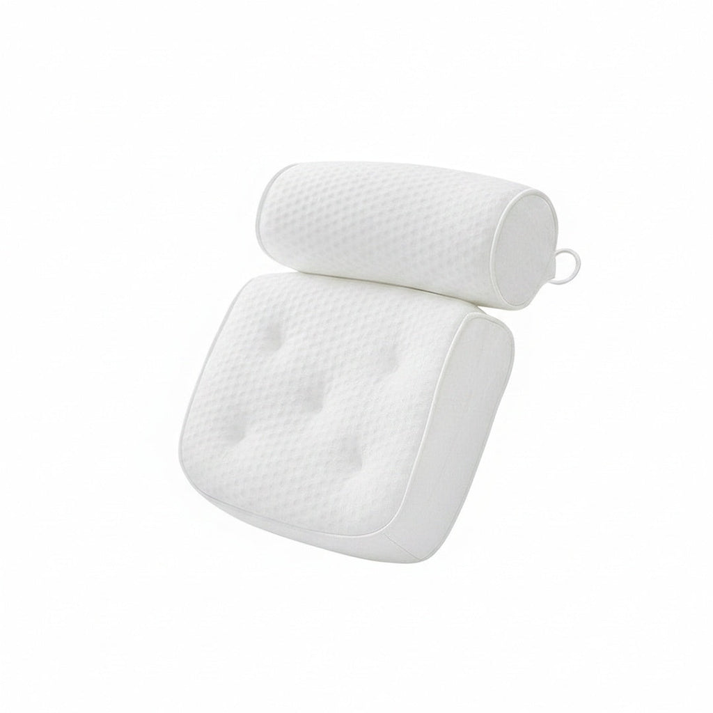 Bath Pillow with Headrest and Suction Cups, Breathable Mesh Cover