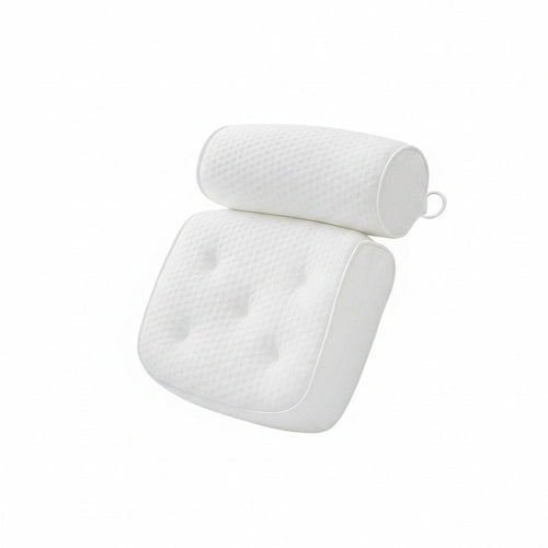 Bath Pillow with Headrest and Suction Cups, Breathable Mesh Cover