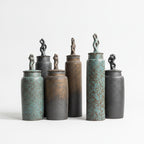 Wabi-Sabi Ceramic Tea Canister with Sculpted Lid, 19.5cm