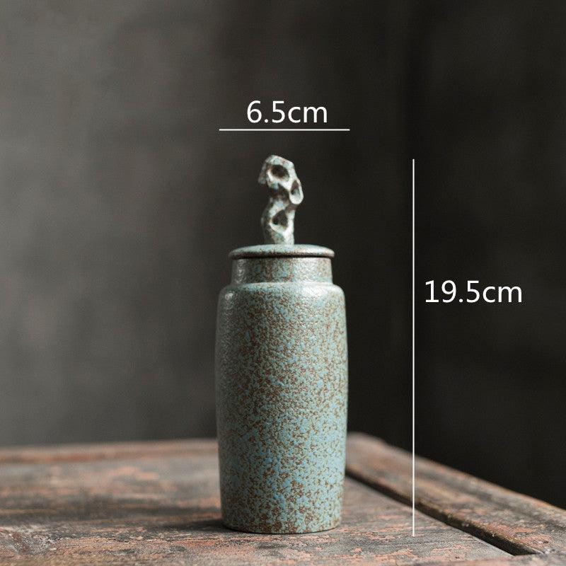 Wabi-Sabi Ceramic Tea Canister with Sculpted Lid, 19.5cm