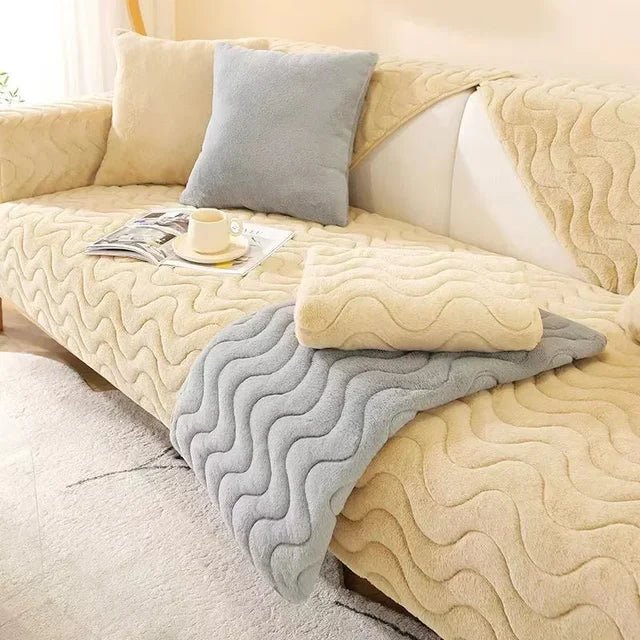 Non-Slip Textured Sofa Cover, Ribbed or Wave Weave