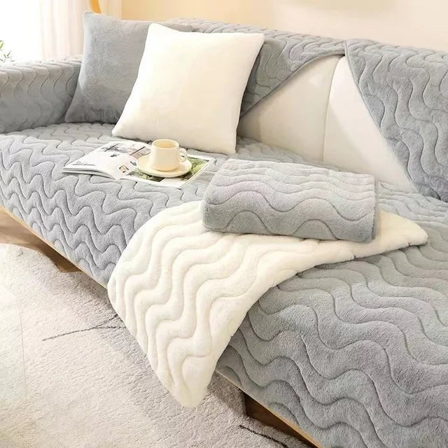 Non-Slip Textured Sofa Cover, Ribbed or Wave Weave