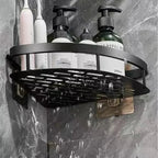 No-Drill Aluminium Corner Bathroom Shelf with Perforated Base