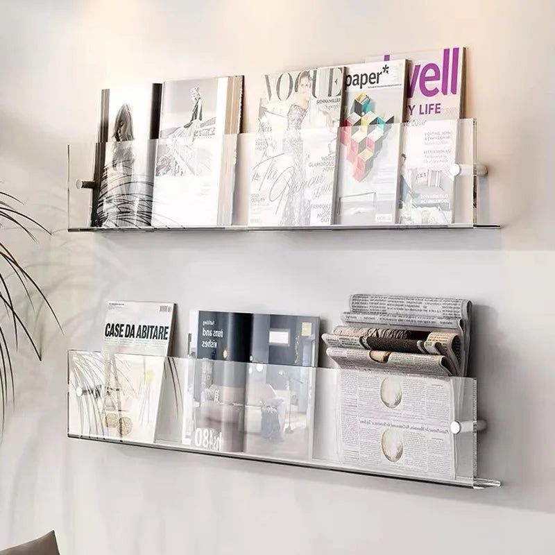 Acrylic Floating Wall Shelf for Magazines and Books