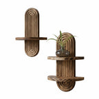 Boho Fluted Arch Wall Shelf in Solid Wood