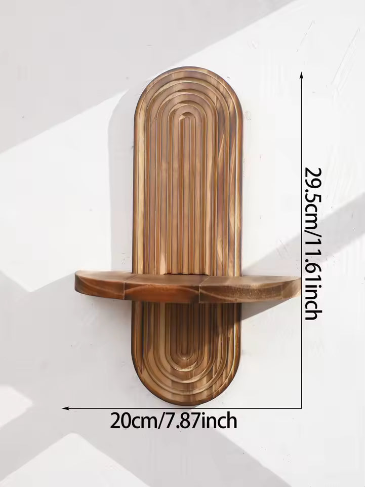 Boho Fluted Arch Wall Shelf in Solid Wood