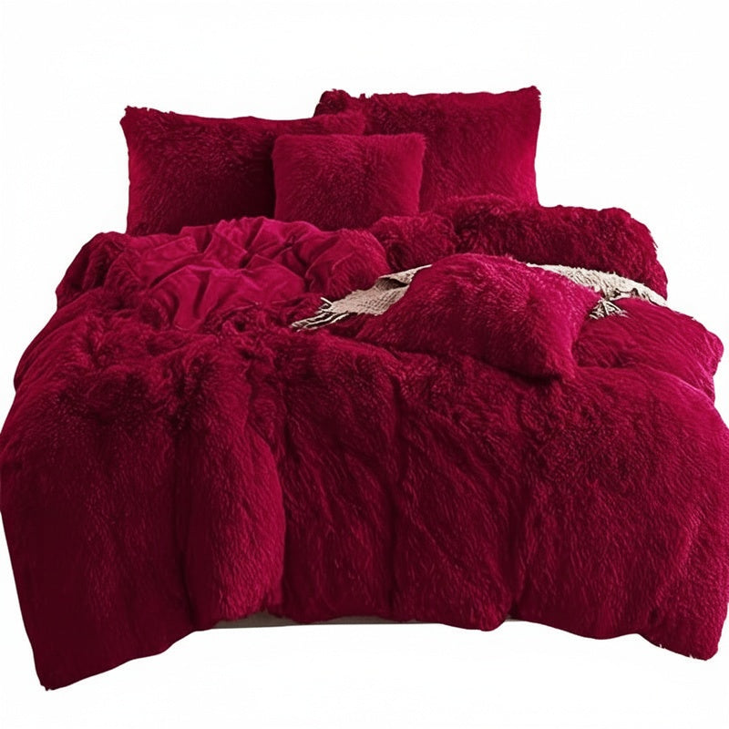 Faux Fur Long Pile Duvet Cover Set with Pillowcases