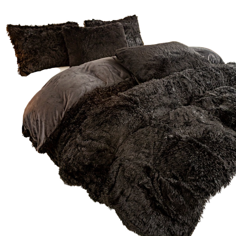 Faux Fur Long Pile Duvet Cover Set with Pillowcases