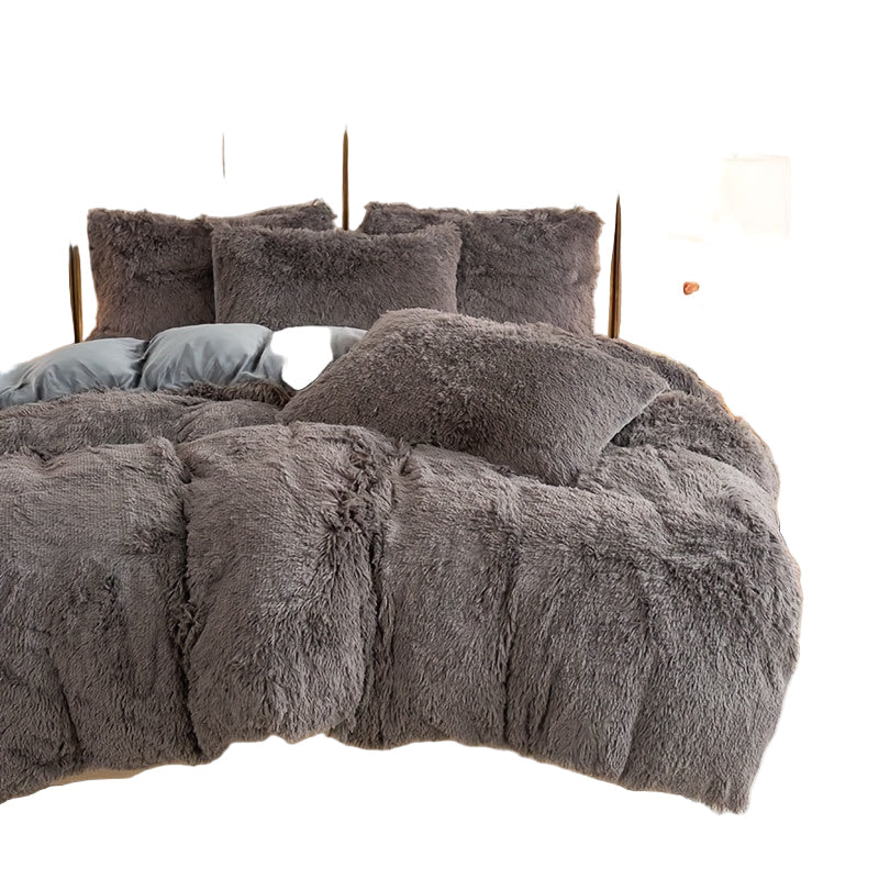 Faux Fur Long Pile Duvet Cover Set with Pillowcases