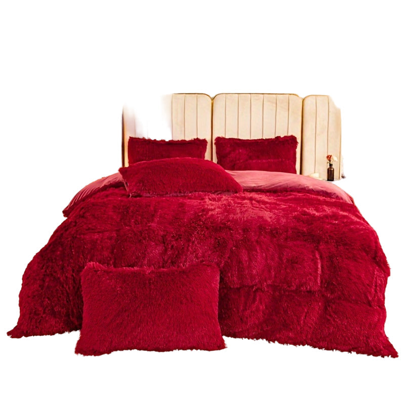 Faux Fur Long Pile Duvet Cover Set with Pillowcases