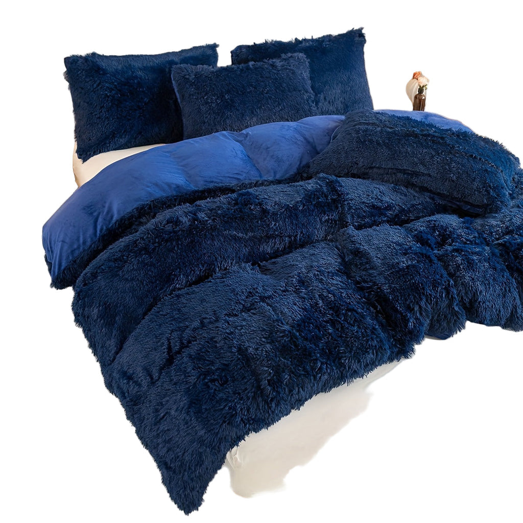 Faux Fur Long Pile Duvet Cover Set with Pillowcases