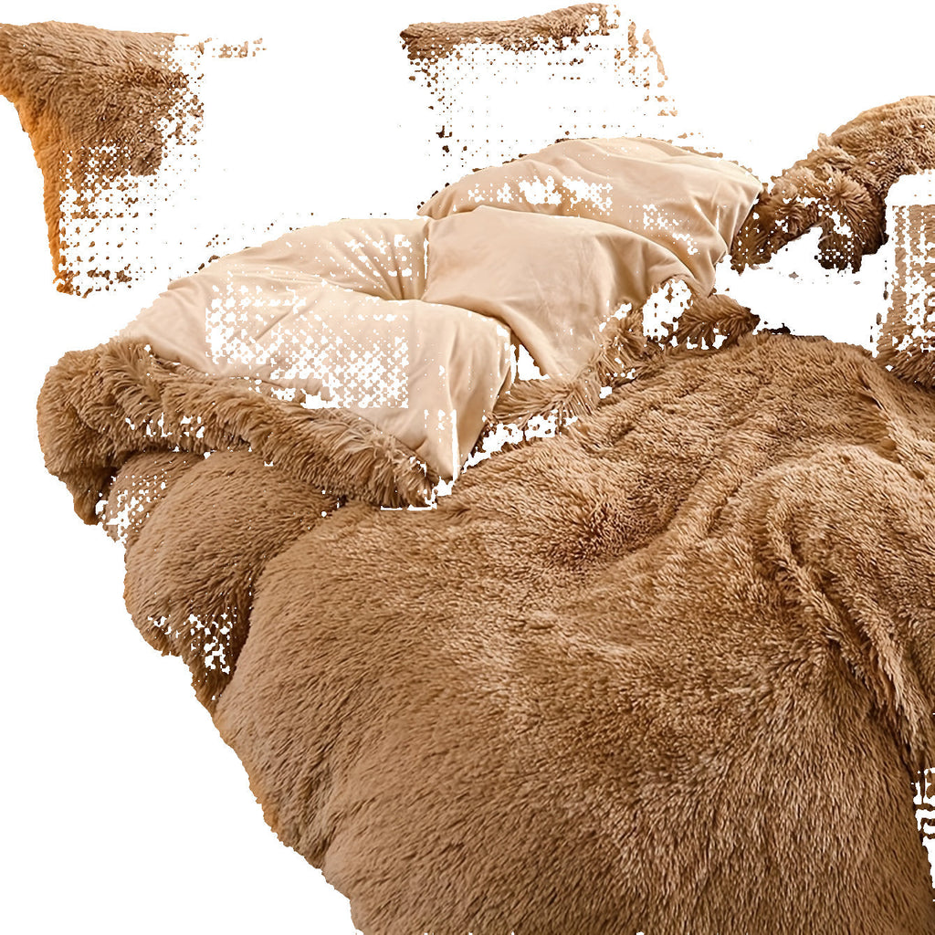 Faux Fur Long Pile Duvet Cover Set with Pillowcases