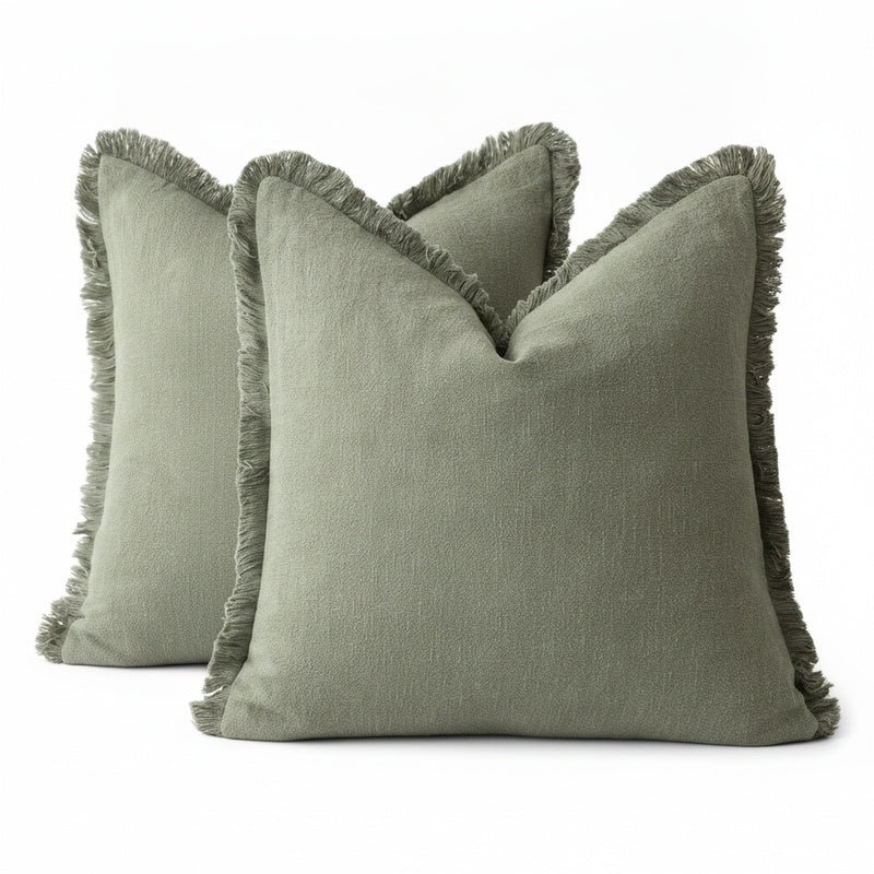 Tasselled Cotton Linen Cushion Cover for Sofa and Bed