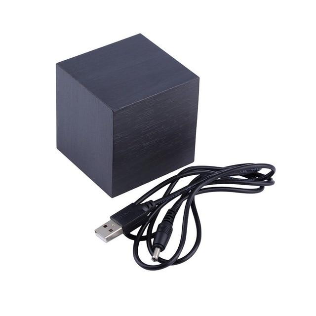 LED Cube Alarm Clock with Wood-Effect Finish, 6 cm