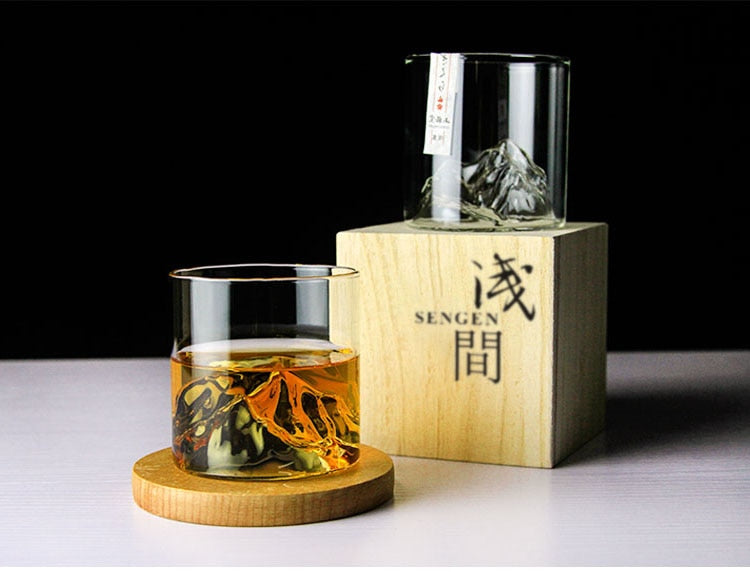 Cut Glass Whisky Tumbler with Japanese-Inspired Design